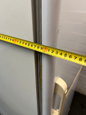 Fridge Master White Bottom Mount Fridge Freezer — Working Order with Scrapemarks in Freezer - 2ndhandwarehouse.com