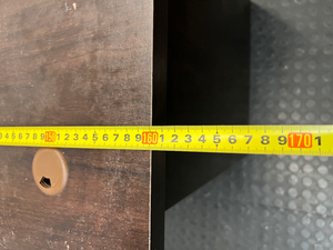 Dark Wood-Look Office Desk with 3 Drawers — Damaged Wood Surface