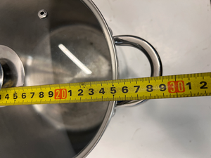 Polished Stainless Steel Pot with Glass Lid — Fair Used Condition with Surface Scratches