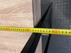 Oak Finish Ladder Desk with Metal Frame and Shelf — Slight Wear on Top Shelf Underside