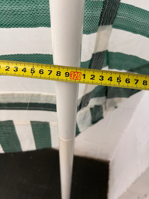 Striped Green and White Portable Canopy Carport — Fair General Condition