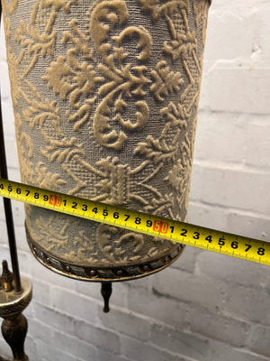 Vintage Double Arch Gold Floor Lamp with Patterned Shades — Well Used Condition