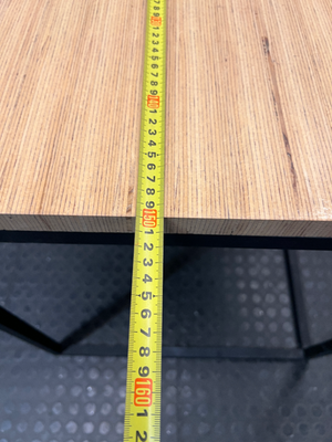 Modern Wood Top Office Desk with Black Metal Frame — Used; Fair Condition