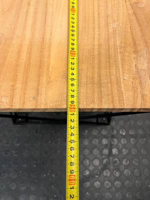 Industrial Style Square Side Table with Geometric Metal Base — Used; Fair Condition