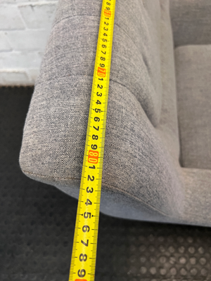 Grey Cotton Upholstered 1 Seater Couch — Missing One Leg and Damaged Support