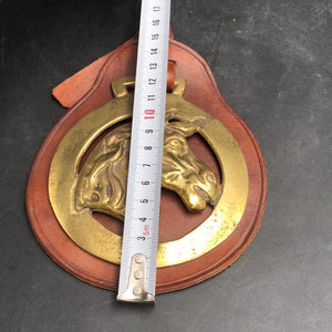 Brass Leather Horse Medallion