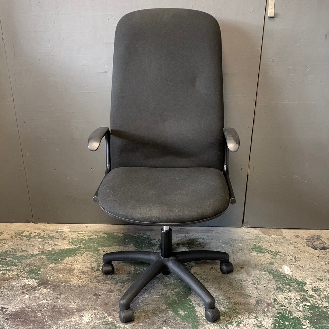 High back black chair with arms