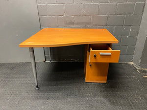 Small Oak Desk With Credenza (RHS)