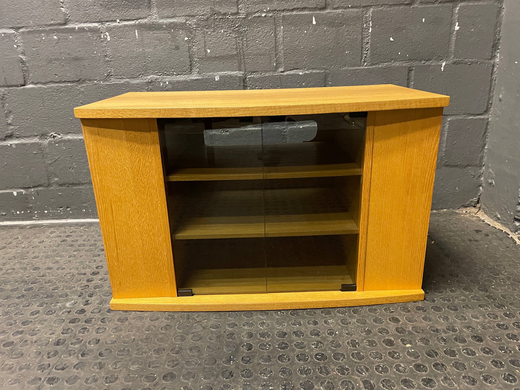 Oak Wood Tv Stand(Glass Front) - PRICE DROP