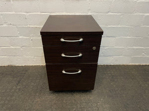 Dark 3 Drawer Pedestal (On Wheels) - PRICE DROP