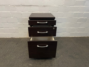 Dark 3 Drawer Pedestal (On Wheels) - PRICE DROP