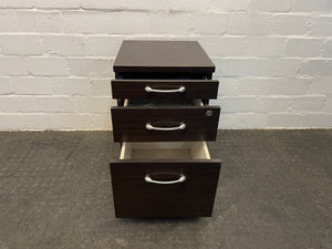 Dark 3 Drawer Pedestal (On Wheels) - PRICE DROP