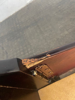 Dark Wood Queen Slay Bed Base (Board Broken) - 2ndhandwarehouse.com