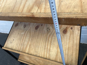 Black Frame 3 Tier Wooden Display Shelf on Wheels