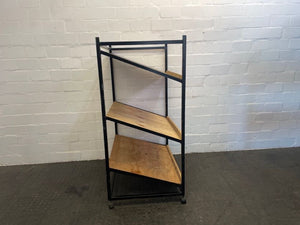 Black Frame 3 Tier Wooden Display Shelf on Wheels