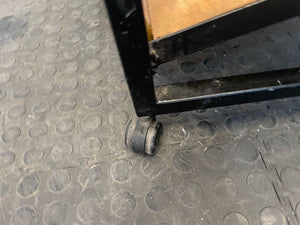 Black Frame 3 Tier Wooden Display Shelf on Wheels