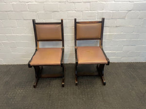 Hard Wood Brown Dining Chair (Torn Side) - PRICE DROP