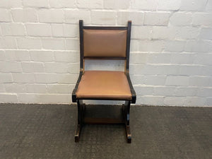 Hard Wood Brown Dining Chair (Torn Side) - PRICE DROP