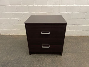2 Drawer Dark Wood Bedside Pedestal - PRICE DROP