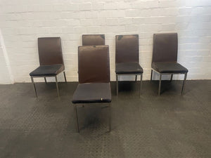 Brown Steel Framed Chair (Material Peeling) - PRICE DROP