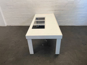 White Coffee Table with 3 Holes - PRICE DROP - 2ndhandwarehouse.com