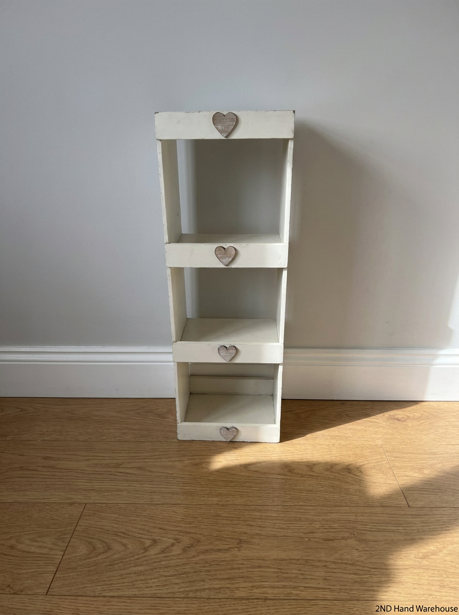 Slim Wooden 4-Tier Shelf with Heart Detail