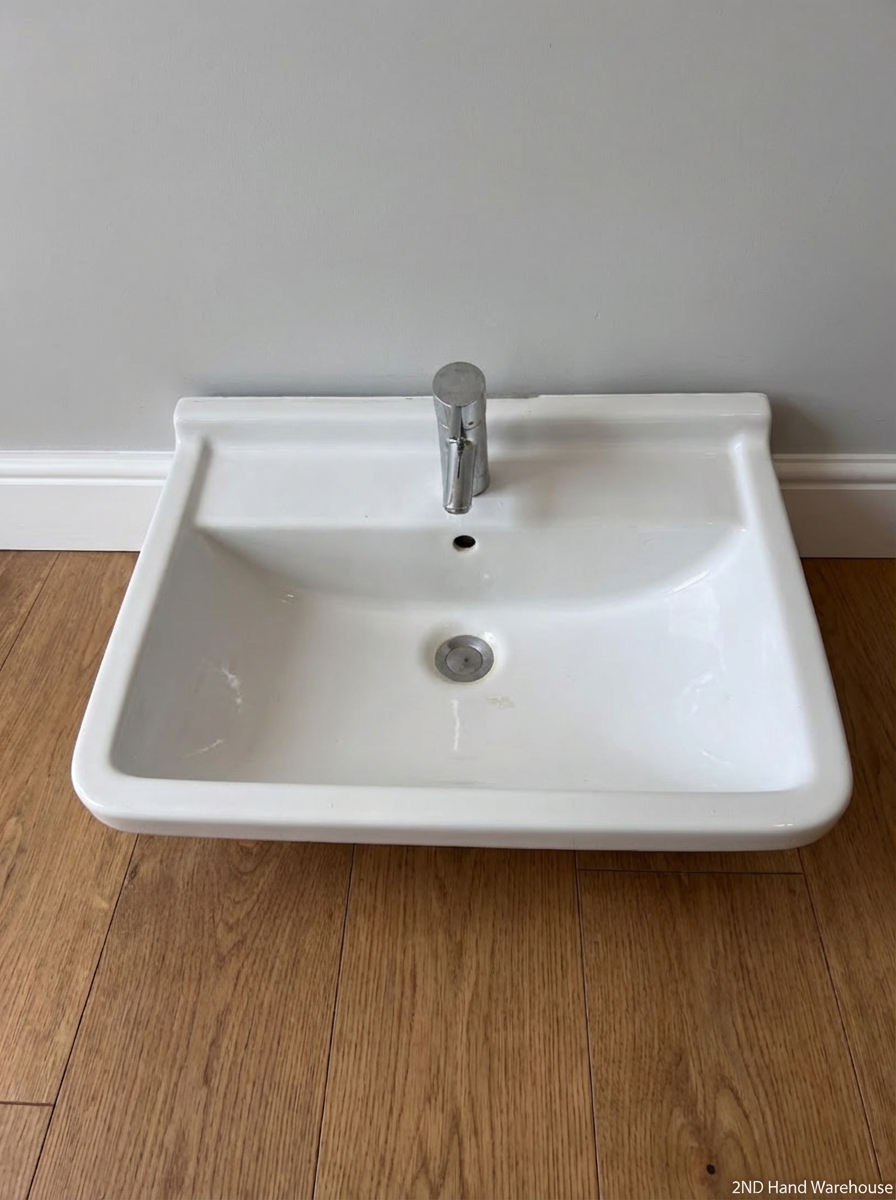 Large Ceramic Bathroom Basin - Used Fair Condition (No Tap) - 2ndhandwarehouse.com