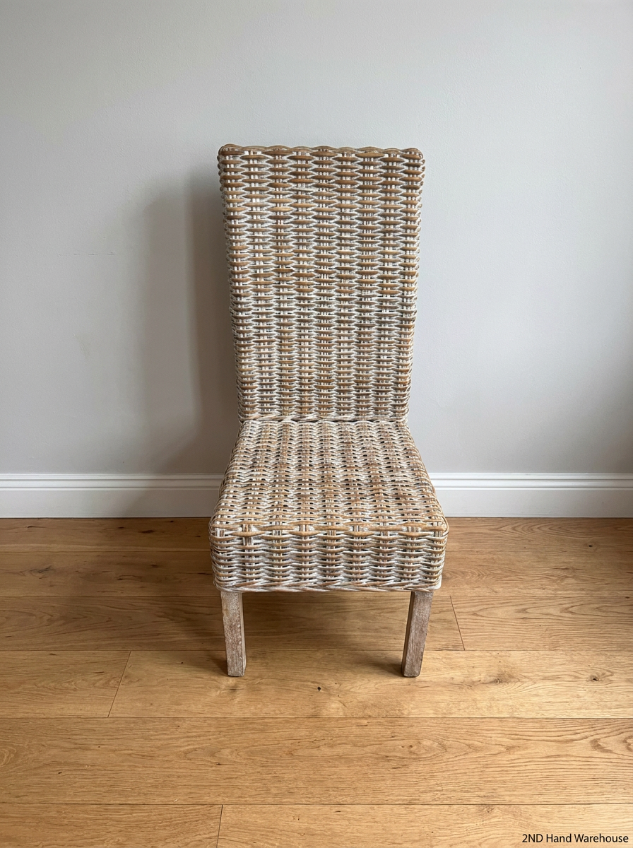 White Two-Tone Rattan Weave Dining Chair — Good C