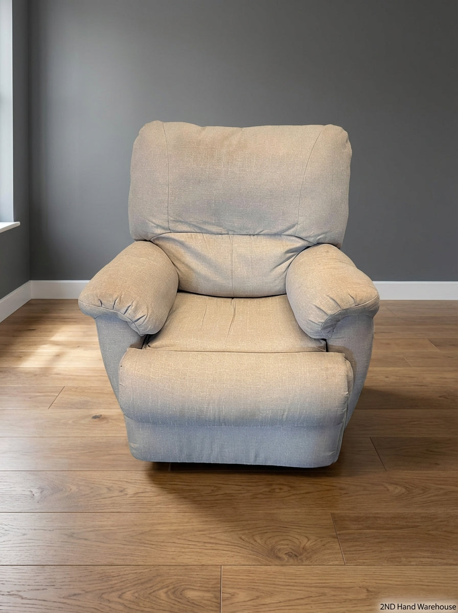 Light Grey Fabric Swivel Armchair with Matching Ottoman - 2ndhandwarehouse.com