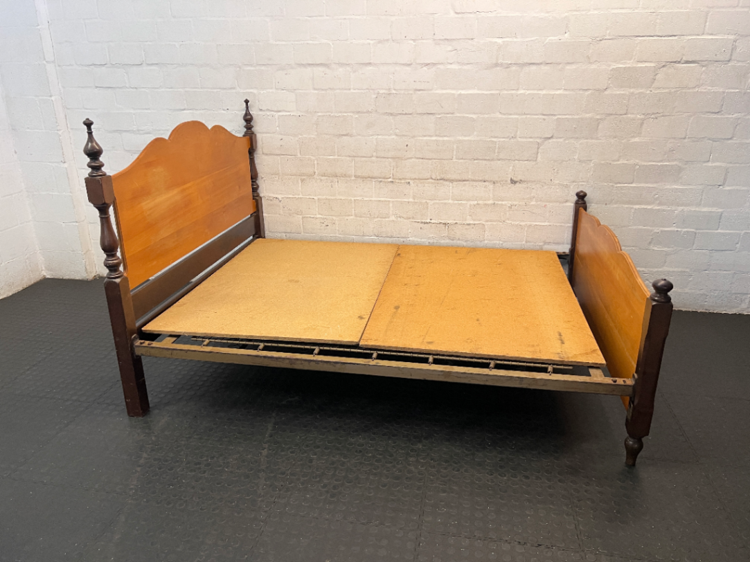 152cm Yellowwood Queen Bed Frame with Scalloped Detail - 2ndhandwarehouse.com