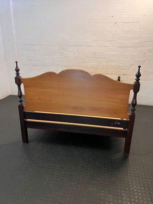 152cm Yellowwood Queen Bed Frame with Scalloped Detail - 2ndhandwarehouse.com