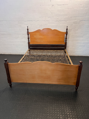 152cm Yellowwood Queen Bed Frame with Scalloped Detail - 2ndhandwarehouse.com