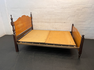 152cm Yellowwood Queen Bed Frame with Scalloped Detail - 2ndhandwarehouse.com