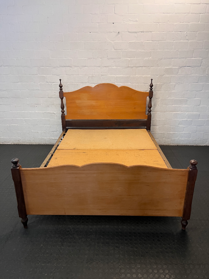 152cm Yellowwood Queen Bed Frame with Scalloped Detail - 2ndhandwarehouse.com