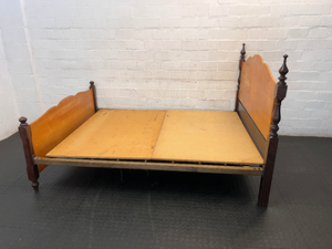 152cm Yellowwood Queen Bed Frame with Scalloped Detail - 2ndhandwarehouse.com
