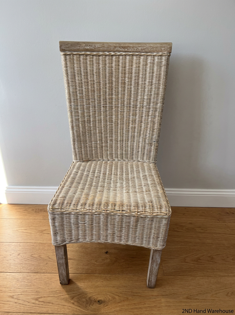 Woven Wicker Dining Chair with Timber Top Rail