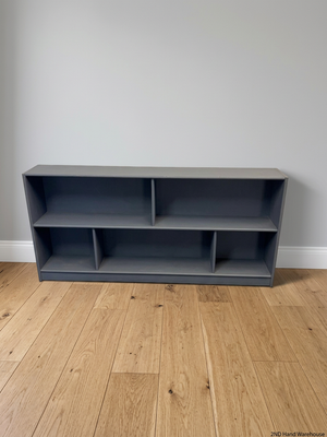 Low Horizontal Grey Multi-Compartment Bookshelf — Good Condition