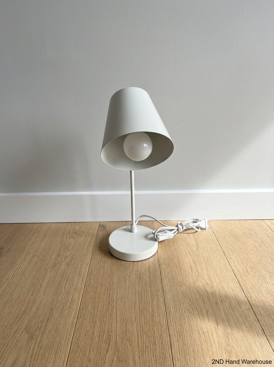 Pair of Minimalist White Metal Desk Lamps