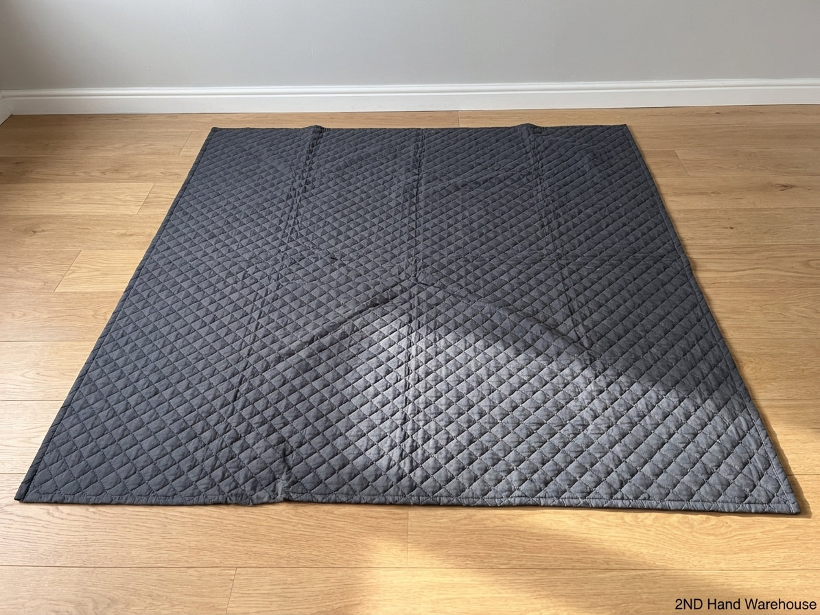 Charcoal Grey Diamond Quilted Blanket Throw - 210cm x 195cm - 2ndhandwarehouse.com