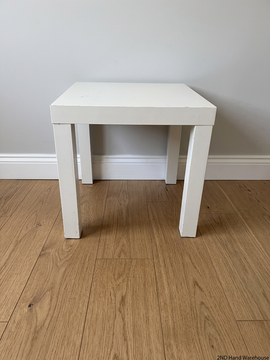 Square White Minimalist Side Table — Broken Parts and Damaged Legs