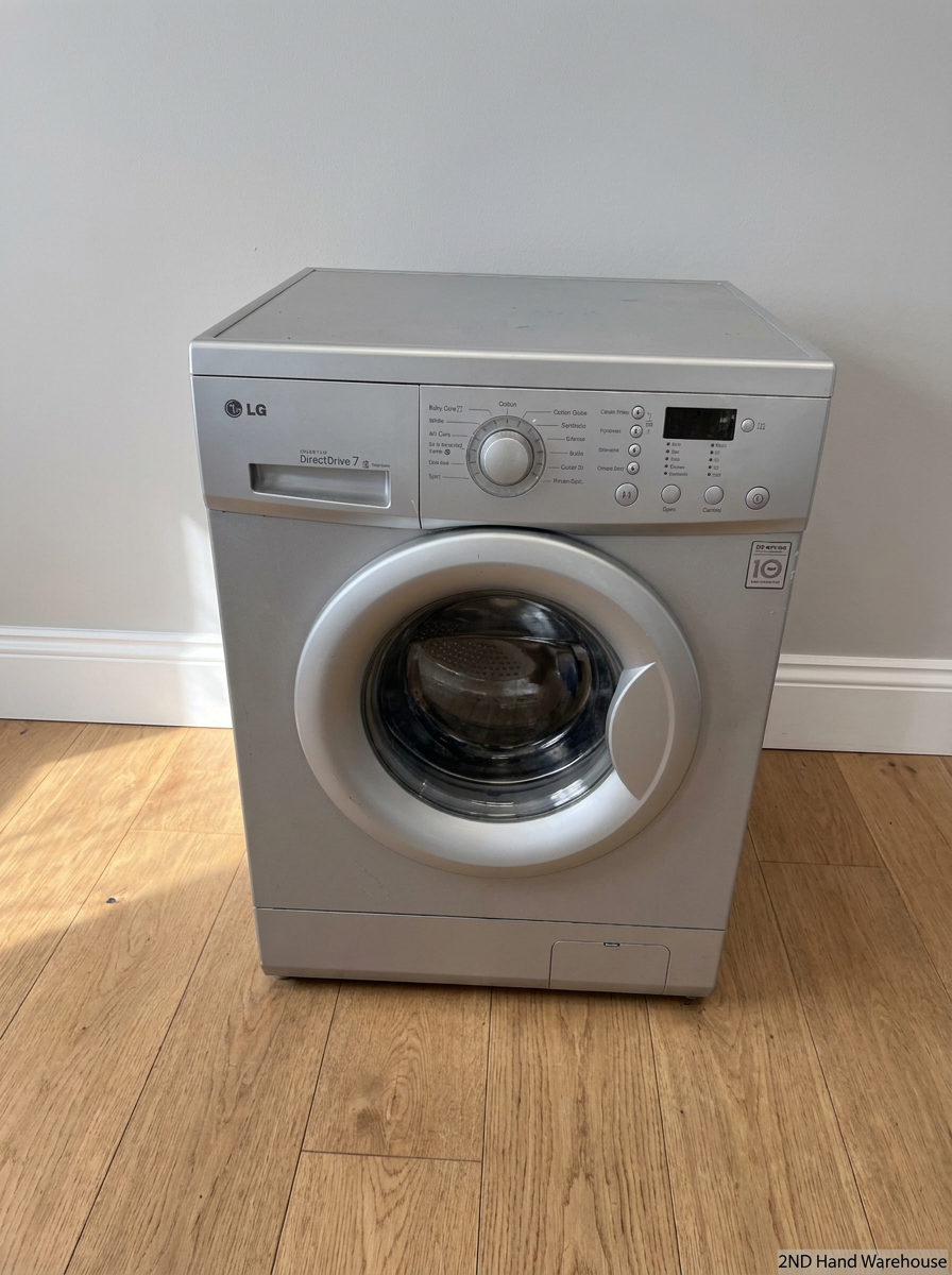 LG 7kg Front Loader Washing Machine in Grey — Good Working Order with Surface Scuffs - 2ndhandwarehouse.com