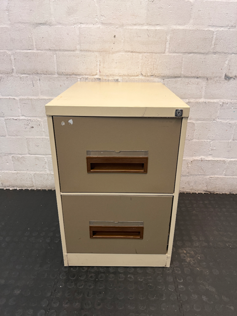 2 Drawer Steel Filing Cabinet - Minor Scratches & Paint Wear - 2ndhandwarehouse.com