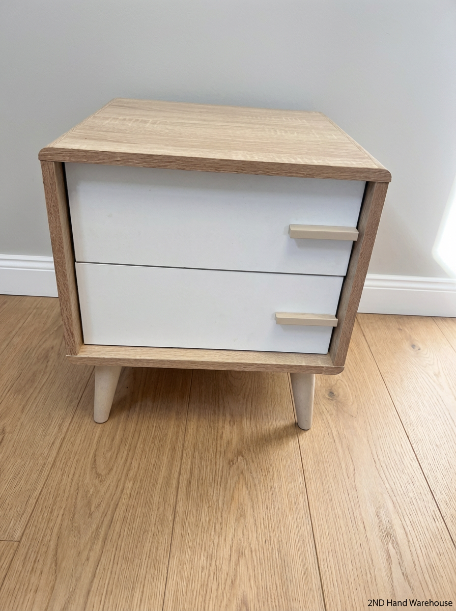 2-Drawer Wooden Bedside Pedestal - Fair Condition/Damaged - 2ndhandwarehouse.com