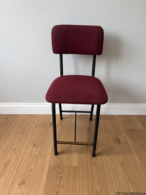 Burgundy Upholstered Dining Chair with Black Metal Frame