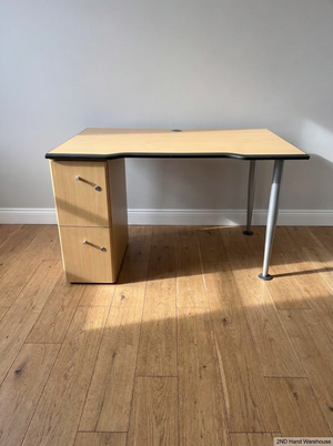 Ergonomic Office Desk with Integrated Pedestal Drawers — Good Working Order with Cable Trays - 2ndhandwarehouse.com