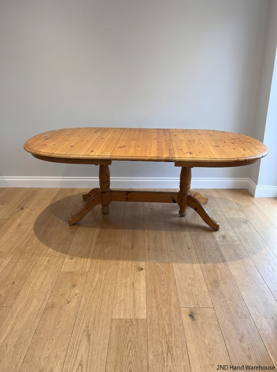 Oval Extendable Wooden Dining Table — Fair Condition with Surface Scratches and Wear
