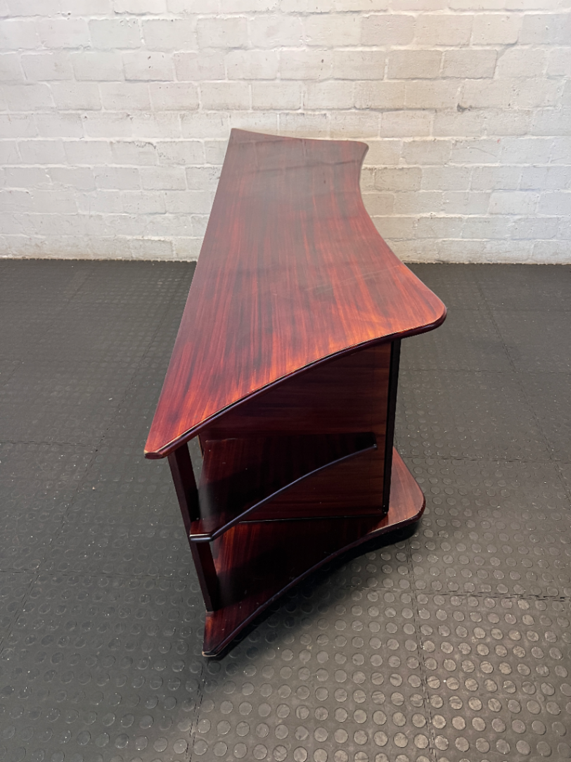 2m Wide Solid Wood TV Unit - Rich Burgundy Finish - 2ndhandwarehouse.com