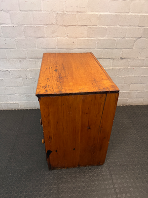 3-Drawer Wooden Chest in Light Oak Finish — Well Used; Visible Scratches and Aged Finish