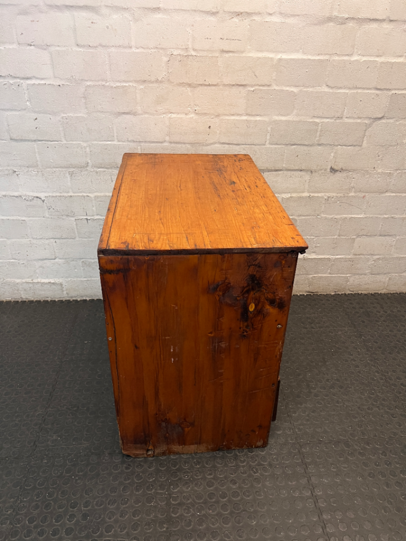 3-Drawer Wooden Chest in Light Oak Finish — Well Used; Visible Scratches and Aged Finish