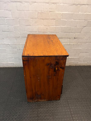 3-Drawer Wooden Chest in Light Oak Finish — Well Used; Visible Scratches and Aged Finish